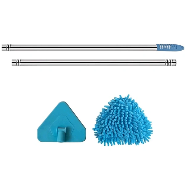 Neo Clean 180° Rotatable Triangle Microfiber Mop with Long Adjustable Handle for Floor, Ceiling, and Wall Cleaning – Wet & Dry Dust Mop (Pack of 1)