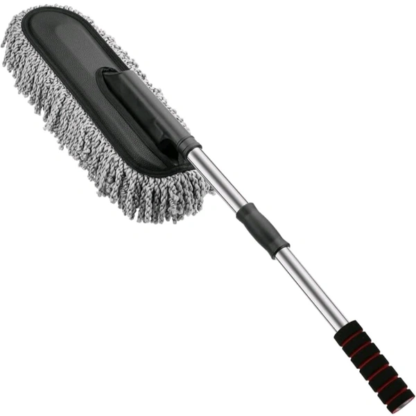 Microfiber Car Duster Brush with Extendable Handle - Scratch-Free, Lint-Free Cleaning for Interior & Exterior of Cars, SUVs, Motorcycles, RVs, and Trucks (1Pc, Grey)