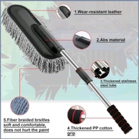 Neo Clean Microfiber Car Duster Brush with Extendable Handle - Scratch-Free, Lint-Free Cleaning for Interior & Exterior of Cars, SUVs, Motorcycles, RVs, and Trucks (1Pc, Grey)