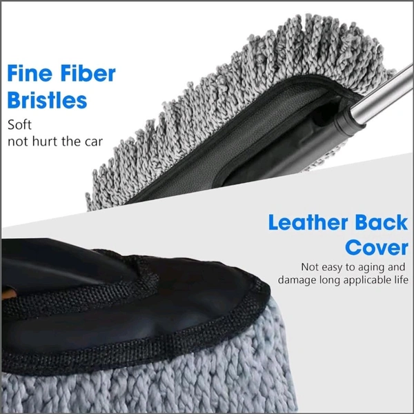 Neo Clean Microfiber Car Duster Brush with Extendable Handle - Scratch-Free, Lint-Free Cleaning for Interior & Exterior of Cars, SUVs, Motorcycles, RVs, and Trucks (1Pc, Grey)