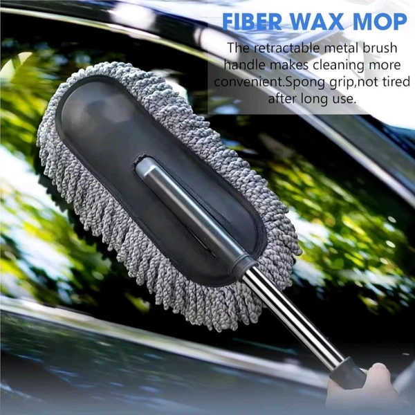 Neo Clean Microfiber Car Duster Brush with Extendable Handle - Scratch-Free, Lint-Free Cleaning for Interior & Exterior of Cars, SUVs, Motorcycles, RVs, and Trucks (1Pc, Grey)