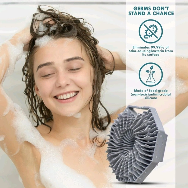 Neo Clean Hexagonal Silicone Loofah Body Scrubber - Antimicrobial, Exfoliating, Eco-Friendly Shower Brush for Sensitive Skin, Lathers Well