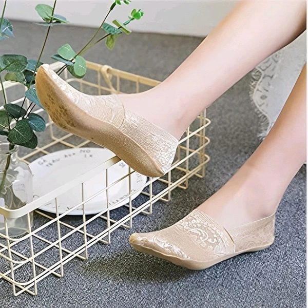 Neo Clean 3 Pair Women's Cotton Net No Show Socks for Loafers, Flats & Belly Shoes - Breathable, Lightweight & Invisible Liner Socks (Design Might Slightly Vary)