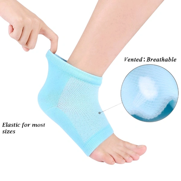 Neo Clean Silicone Gel Heel Socks for Cracked Heels Repair | Moisturizing Foot Care Cushion with Botanical Gel | Dry & Hard Heel Support for Men & Women | Free Size, 1 Pair (Random Colour)