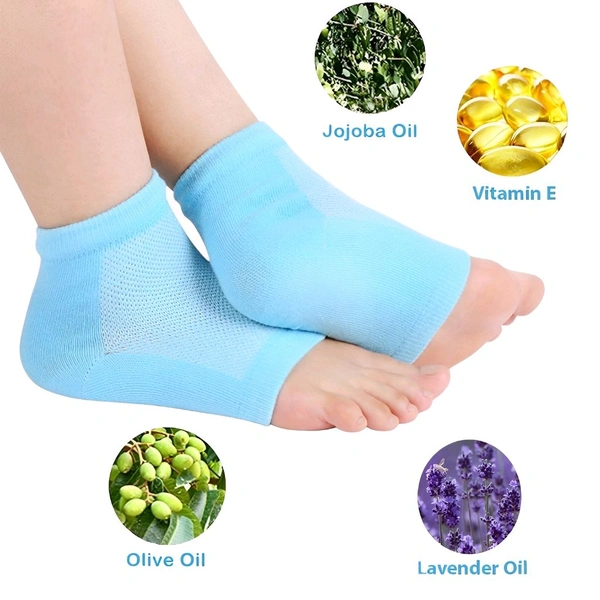Neo Clean Silicone Gel Heel Socks for Cracked Heels Repair | Moisturizing Foot Care Cushion with Botanical Gel | Dry & Hard Heel Support for Men & Women | Free Size, 1 Pair (Random Colour)