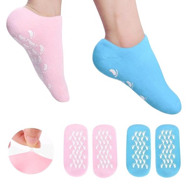 Neo Clean Silicone Heel Socks for Cracked Feet - Moisturizing Spa Gel Socks with Vitamin E & Natural Oils for Women & Men | Repair Dry Cracked Heels & Soften Skin (1 Pair, Random Colour)