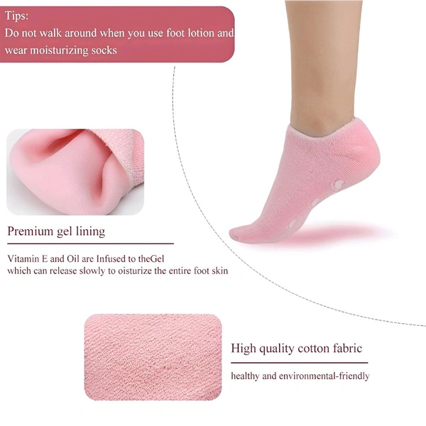 Neo Clean Silicone Heel Socks for Cracked Feet - Moisturizing Spa Gel Socks with Vitamin E & Natural Oils for Women & Men | Repair Dry Cracked Heels & Soften Skin (1 Pair, Random Colour)