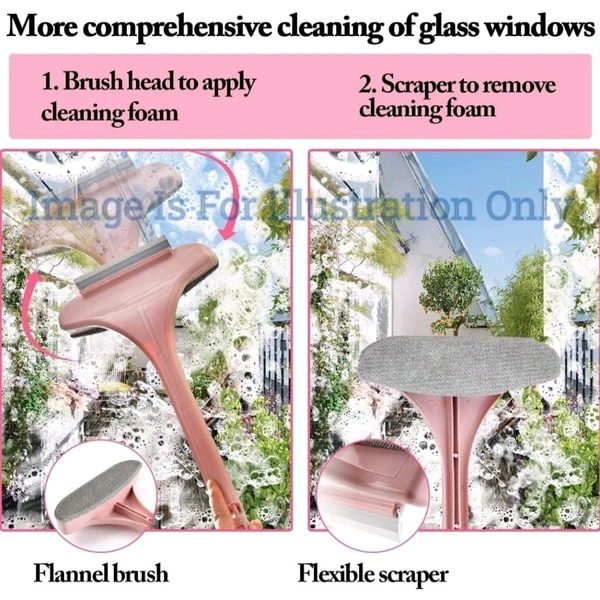Neo Clean 2-in-1 Multifunctional Window Screen Cleaning Brush with Wiper | Double-Sided Mesh Cleaner with Extended Handle | Window Mesh & Glass Cleaner (Pack of 1)