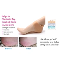 Neo Clean Silicone Gel Heel Pad Socks for Pain Relief - 1 Pair + 1 Pair (Beige, Free Size) | Heel Support for Cracked Heels, Plantar Fasciitis, and Foot Comfort