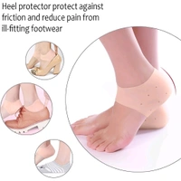 Neo Clean Silicone Gel Heel Pad Socks for Pain Relief - 1 Pair + 1 Pair (Beige, Free Size) | Heel Support for Cracked Heels, Plantar Fasciitis, and Foot Comfort