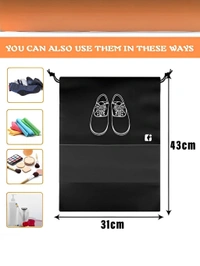 Neo Clean Pack of 10 Non-Woven Shoe Bags for Travel and Storage with Transparent Window and Drawstring Cover in Random Colors (Heavy Duty)