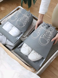 Neo Clean Pack of 10 Non-Woven Shoe Bags for Travel and Storage with Transparent Window and Drawstring Cover in Random Colors (Heavy Duty)