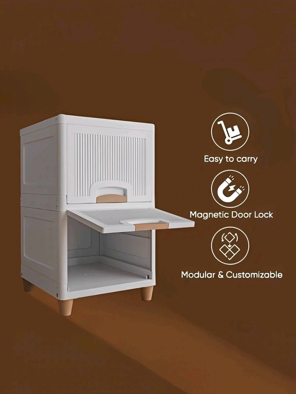 Neo Clean Multi-Purpose 2-Tier Foldable Cabinet Drawer Organizer – Modular Kitchen Storage Solution (White)