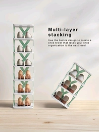 Neo Clean 6-Layer Adjustable Shoe Rack for Home – Stackable Plastic Shoe Organizer for Bedroom & Entryway, Durable Multi-Purpose Footwear Storage Shelf