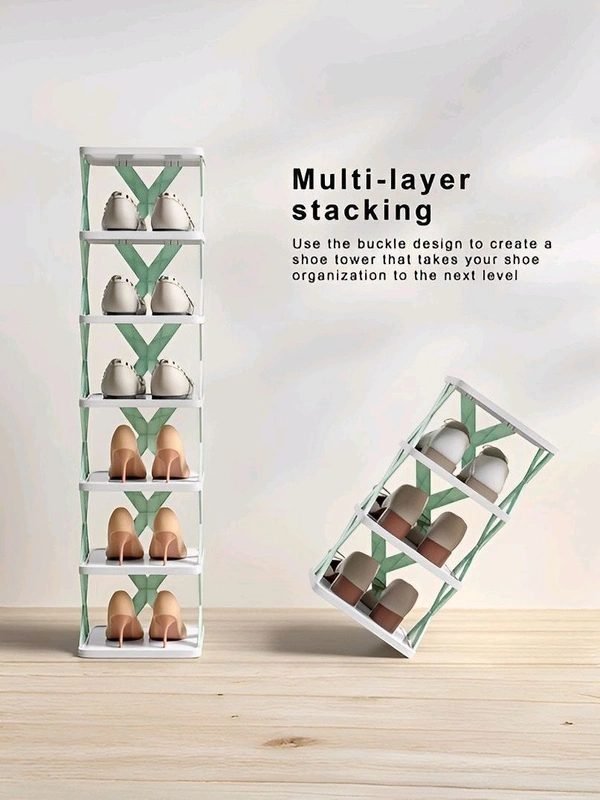 Neo Clean 6-Layer Adjustable Shoe Rack for Home – Stackable Plastic Shoe Organizer for Bedroom & Entryway, Durable Multi-Purpose Footwear Storage Shelf