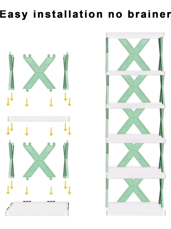 Neo Clean 6-Layer Adjustable Shoe Rack for Home – Stackable Plastic Shoe Organizer for Bedroom & Entryway, Durable Multi-Purpose Footwear Storage Shelf