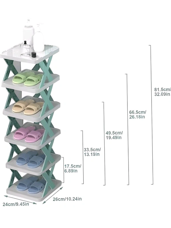 Neo Clean 6-Layer Adjustable Shoe Rack for Home – Stackable Plastic Shoe Organizer for Bedroom & Entryway, Durable Multi-Purpose Footwear Storage Shelf