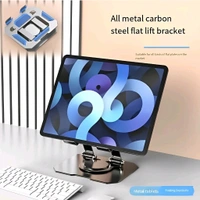Neo Clean 360° Rotating Desktop Metal Stand Holder - Foldable Universal Mount for iPad, Tablets, Mobiles & E-Readers (4-13 Inch) - Silver/Black