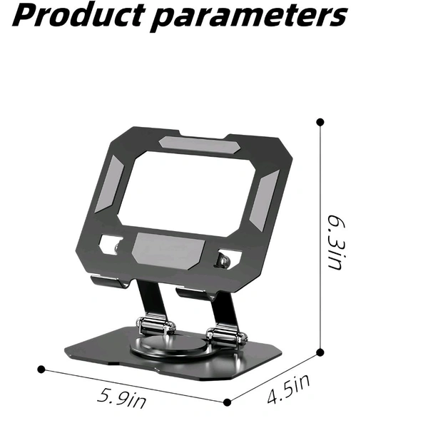 Neo Clean 360° Rotating Desktop Metal Stand Holder - Foldable Universal Mount for iPad, Tablets, Mobiles & E-Readers (4-13 Inch) - Silver/Black