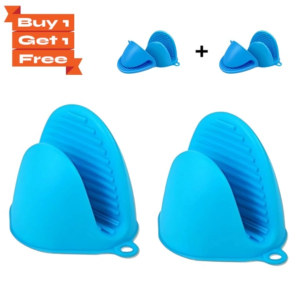 Silicone Pinch Grip Oven Mitts Set - Heat Resistant Kitchen Pot Holders, Utensil Grippers (BUY 1 Pair + 1 Pair Free, Random Colors)