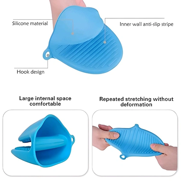 Neo Clean Silicone Pinch Grip Oven Mitts Set - Heat Resistant Kitchen Pot Holders, Utensil Grippers (BUY 1 Pair + 1 Pair Free, Random Colors)