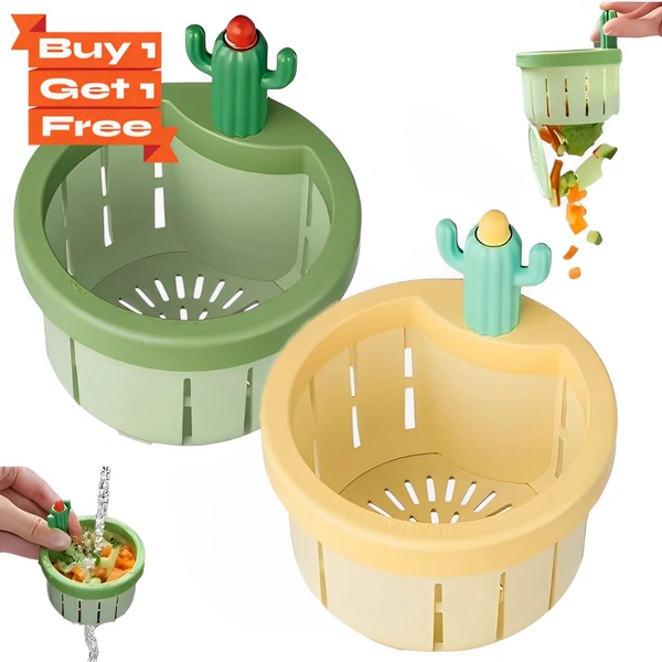 Cactus Sink Filter Drain Basket - Plastic Kitchen Sink Strainer for Food Waste, Easy-to-Clean Cactus Design (Buy 1, Get 1 Free)