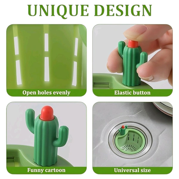 Neo Clean Cactus Sink Filter Drain Basket - Plastic Kitchen Sink Strainer for Food Waste, Easy-to-Clean Cactus Design (Buy 1, Get 1 Free)
