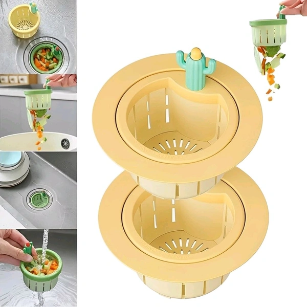 Neo Clean Cactus Sink Filter Drain Basket - Plastic Kitchen Sink Strainer for Food Waste, Easy-to-Clean Cactus Design (Buy 1, Get 1 Free)