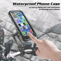 Neo Clean Waterproof Motorcycle & Bicycle Mobile Phone Holder - 360° Adjustable Universal Mount with TPU Touchscreen for Handlebars (Black)