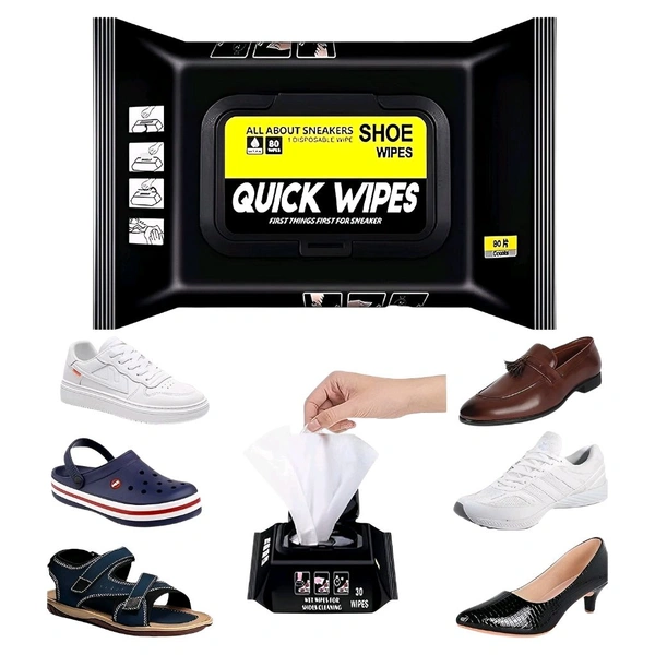 Portable Sneaker & Shoe Cleaning Wipes - Pack of 80 | Quick Dirt & Stain Remover for All Footwear Materials | Disposable & Travel-Friendly