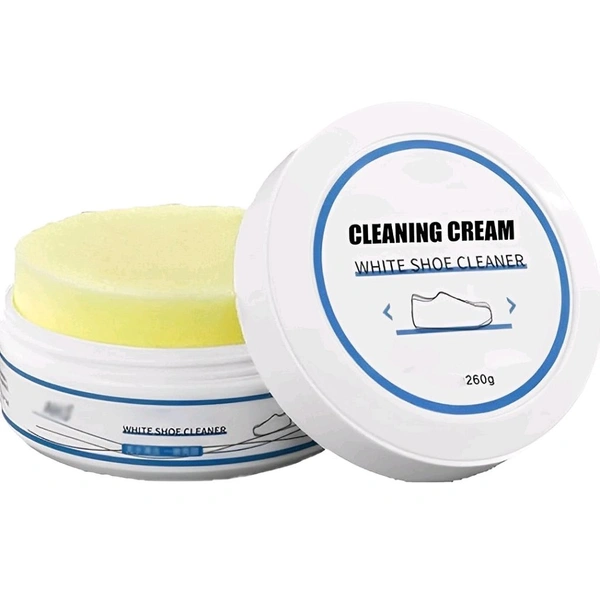 White Shoe Cleaning Cream - Stain Remover & Whitening Tool for Sneakers, Leather, Sports Shoes, Tennis Shoes, Bags, Car Interiors - Instant Shine & Yellowing Maintenance (260g)