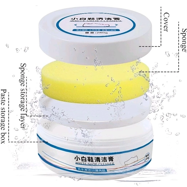 Neo Clean White Shoe Cleaning Cream - Stain Remover & Whitening Tool for Sneakers, Leather, Sports Shoes, Tennis Shoes, Bags, Car Interiors - Instant Shine & Yellowing Maintenance (260g)