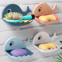 Neo Clean Wall Mounted Fish Shaped Soap Dish Holder for Bathroom & Kitchen Sink, Magic Sticker Adhesive, Fish Design, (2-Pack, Random Color, Plastic)