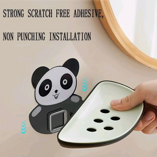 Neo Clean Panda Soap Holder - Wall-Mounted Bathroom Soap Dish, Kitchen Soap Stand, Durable Plastic Soap Case for Bathroom & Kitchen Accessories (Pack Of 2)