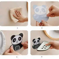 Neo Clean Panda Soap Holder - Wall-Mounted Bathroom Soap Dish, Kitchen Soap Stand, Durable Plastic Soap Case for Bathroom & Kitchen Accessories (Pack Of 2)