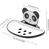 Neo Clean Panda Soap Holder - Wall-Mounted Bathroom Soap Dish, Kitchen Soap Stand, Durable Plastic Soap Case for Bathroom & Kitchen Accessories (Pack Of 2)