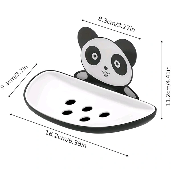Neo Clean Panda Soap Holder - Wall-Mounted Bathroom Soap Dish, Kitchen Soap Stand, Durable Plastic Soap Case for Bathroom & Kitchen Accessories (Pack Of 2)