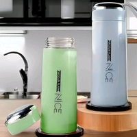 Neo Clean Large 32 Oz 400ml Glossy Glass Water Bottle with Inner Glass, Multicolour Design - Premium Nice Water Bottle (Buy 1, Get 1 Free)
