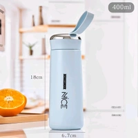 Neo Clean Large 32 Oz 400ml Glossy Glass Water Bottle with Inner Glass, Multicolour Design - Premium Nice Water Bottle (Buy 1, Get 1 Free)