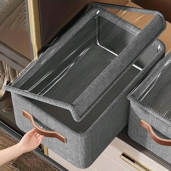Neo Clean Large Fabric Foldable Storage Boxes with Lids - Collapsible Stackable Closet Organizer Bins for Home, Office, and Bedroom