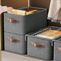 Neo Clean Large Fabric Foldable Storage Boxes with Lids - Collapsible Stackable Closet Organizer Bins for Home, Office, and Bedroom