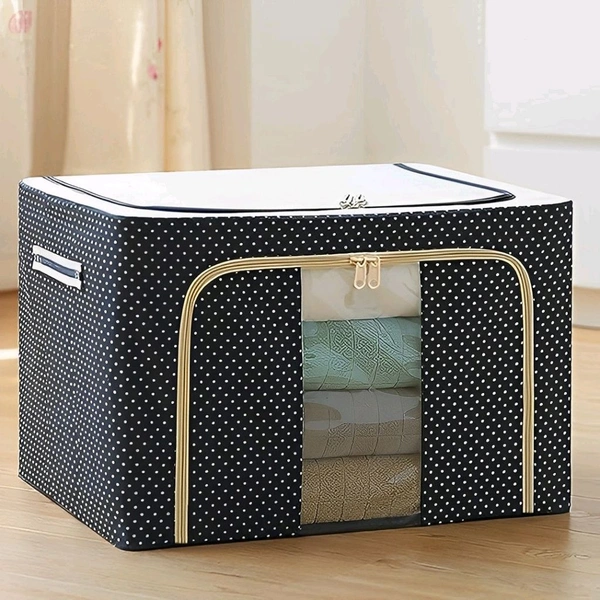 Neo Clean 66L Large Capacity Foldable Clothes Storage Bag with Steel Frame – Organizer Box for Wardrobe, Sarees, Shirts, and Blankets (Pack of 1)