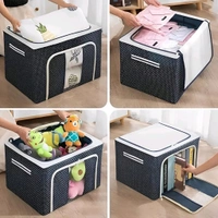 Neo Clean 66L Large Capacity Foldable Clothes Storage Bag with Steel Frame – Organizer Box for Wardrobe, Sarees, Shirts, and Blankets (Pack of 1)