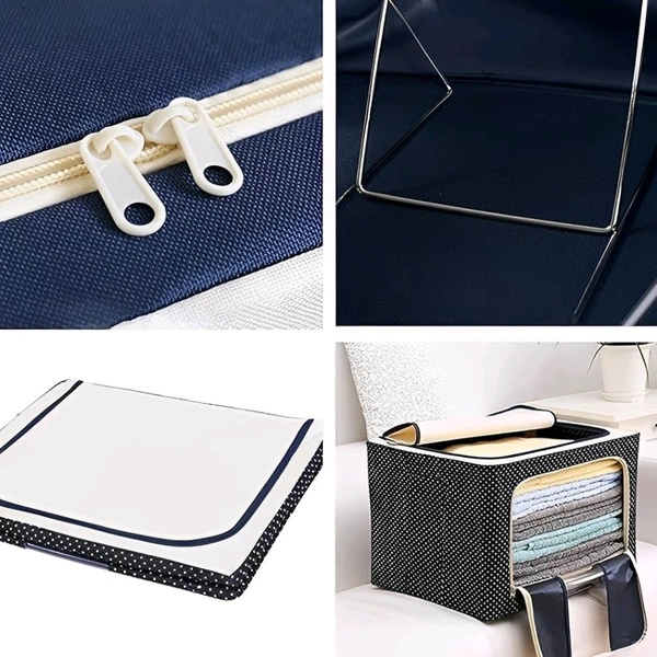 Neo Clean 66L Large Capacity Foldable Clothes Storage Bag with Steel Frame – Organizer Box for Wardrobe, Sarees, Shirts, and Blankets (Pack of 1)