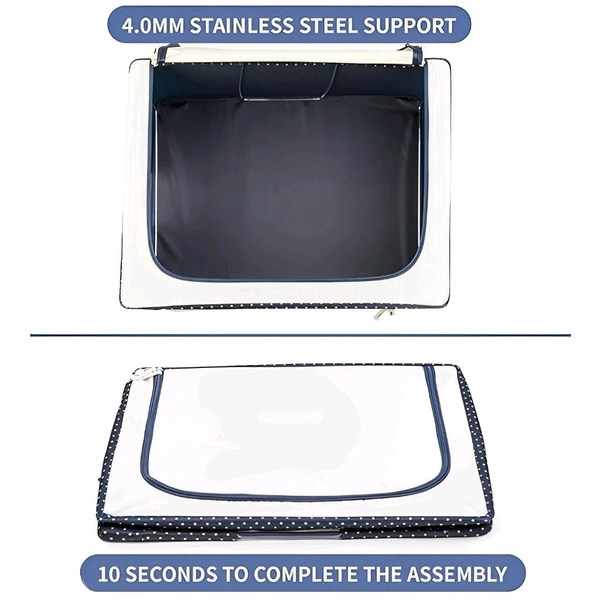 Neo Clean 66L Large Capacity Foldable Clothes Storage Bag with Steel Frame – Organizer Box for Wardrobe, Sarees, Shirts, and Blankets (Pack of 1)