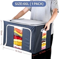 Neo Clean 66L Large Capacity Foldable Clothes Storage Bag with Steel Frame – Organizer Box for Wardrobe, Sarees, Shirts, and Blankets (Pack of 1)