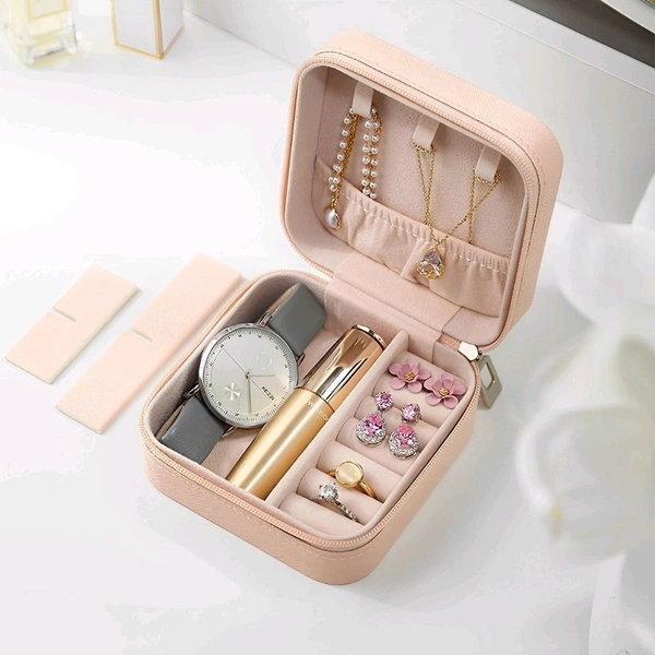 Neo Clean Mini Jewellery Travel Case - Portable PU Leather Organizer for Women’s Rings, Earrings, Necklaces & Bracelets - Compact Jewellery Storage Box (Random Colour)