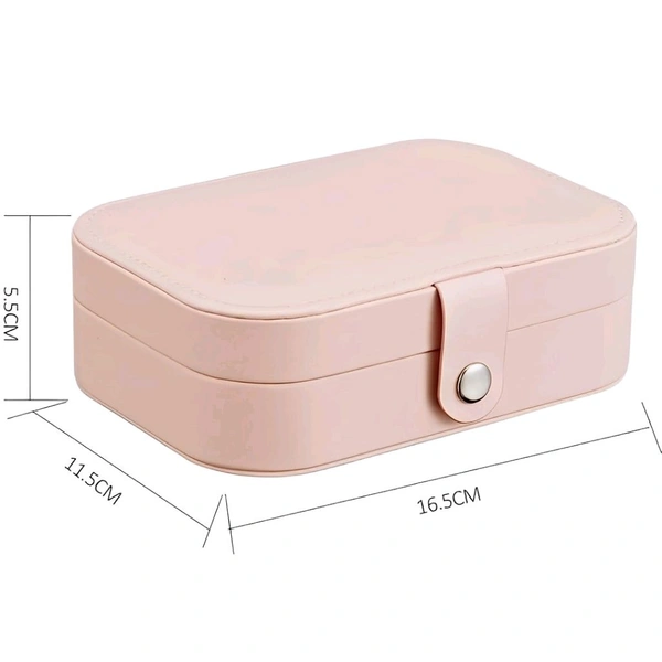 Neo Clean Portable PU Leather Jewellery Organizer Box – Zipper Case with Dividers for Rings, Earrings, Necklaces – Compact Storage for Travel & Home – Pink