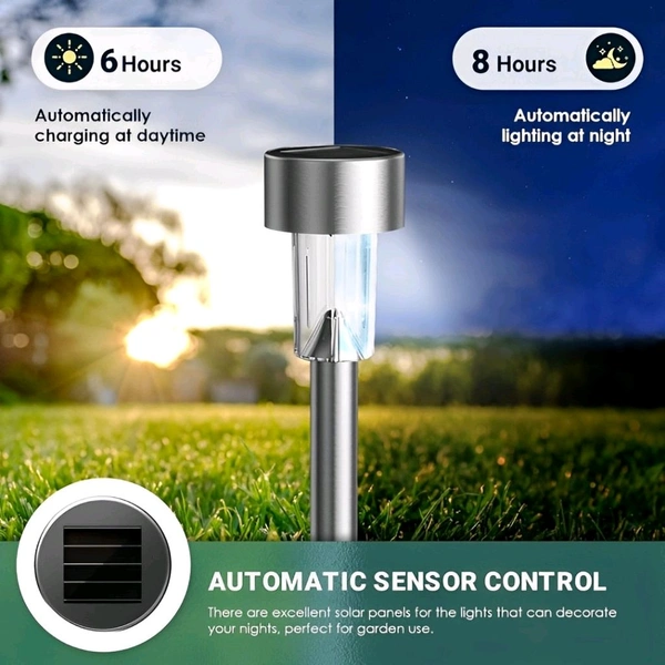 Neo Clean 12-Pack Solar Lights Outdoor Garden LED Landscape Pathway Lights - Stainless Steel