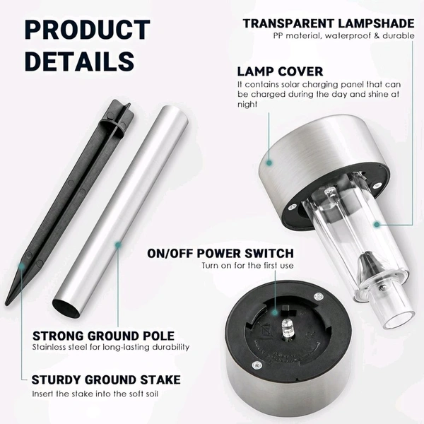 Neo Clean 12-Pack Solar Lights Outdoor Garden LED Landscape Pathway Lights - Stainless Steel